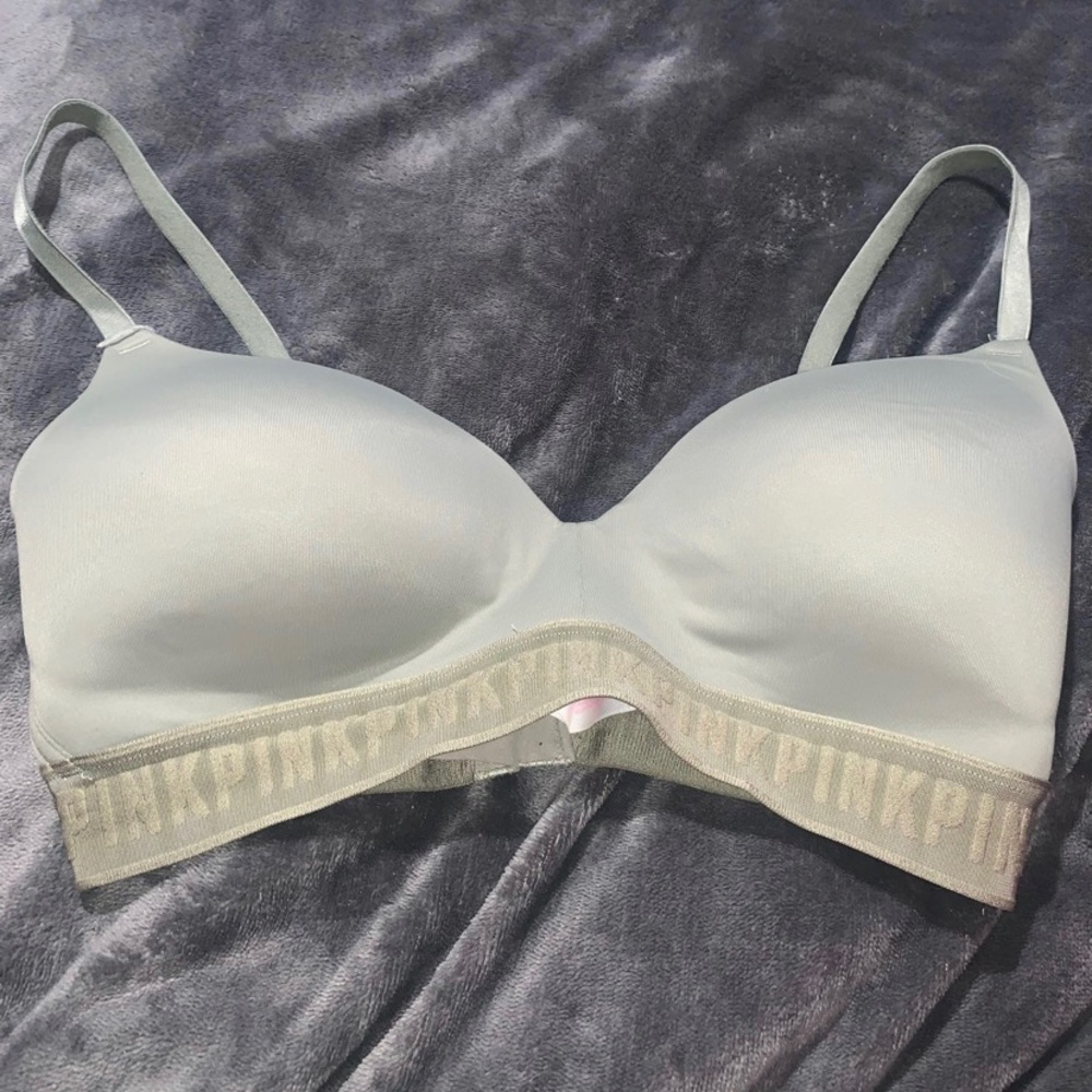 VS PINK WEAR EVERYWHERE WIRELESS 34D GREEN BRA